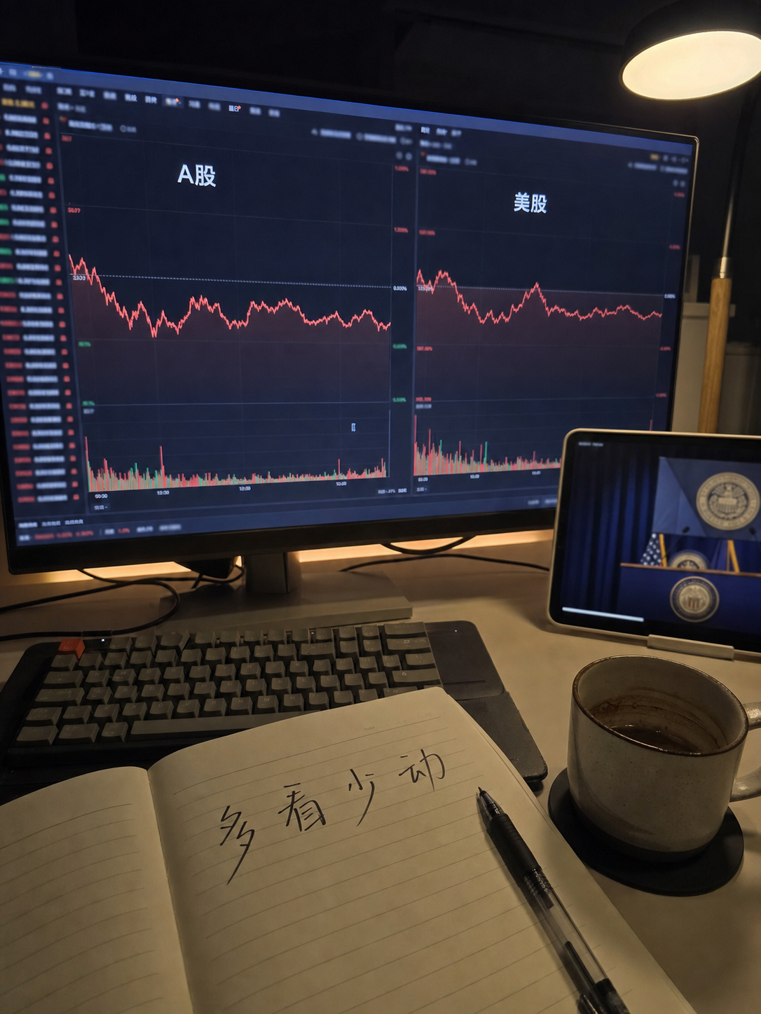 真实桌面环境中的市场行情复盘画面
